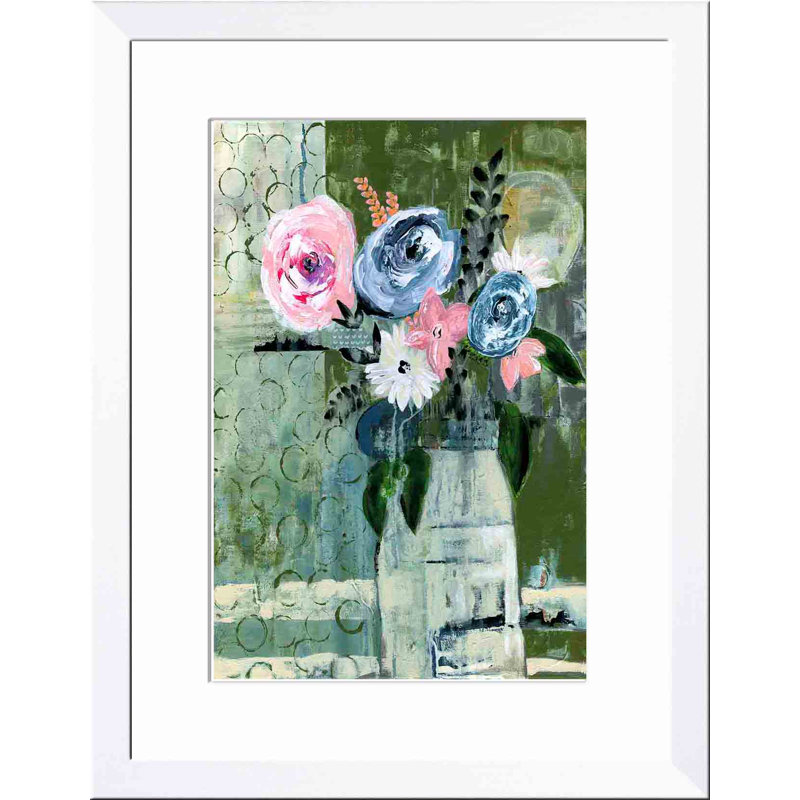 «Modern Floral Circle» par Tara Daavettila - reproduction d'art encadrée, H 12 po x l 18 po, Blanc