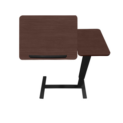 Adjustable Folding Bedside Table - Stand With Wheels, Height And Angle For Laptop, Walnut Black, Versatile Use Laptop Mobile Desk Tilting Function Height, Safe