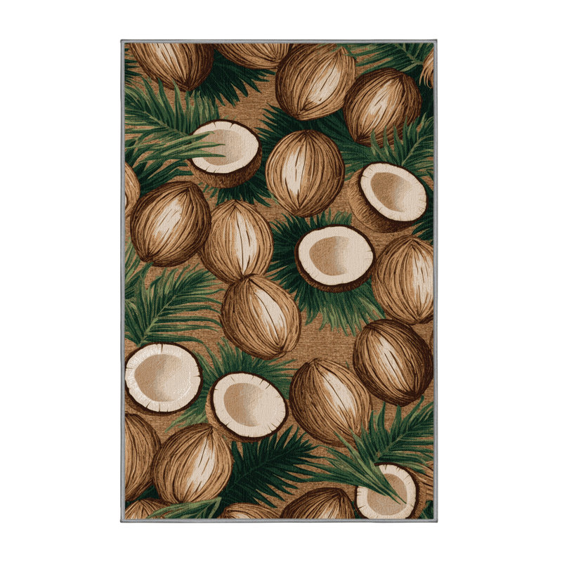  Tapis hawaïen lavable Coconuts, Rectangle 2 pi x 3 pi