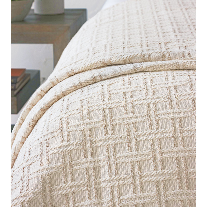 Monterosa Modern Farmhouse Cotton Percale Checkered Coverlet, Cal. King Coverlet