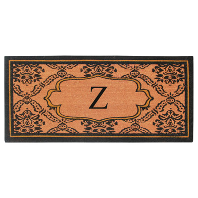 Albertina Monogrammed Natural Coir Door Mat – Ornate Scrollwork Design, 30" × 60", Heavy-Duty, Durable & Easy to Clean