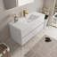 Meuble-lavabo mural blanc / beige de 36 po / 48 po avec lavabo, rangement, plateau blanc brillant en résine de pierre et tiroirs à fermeture en douceur-1522752375-1522752361