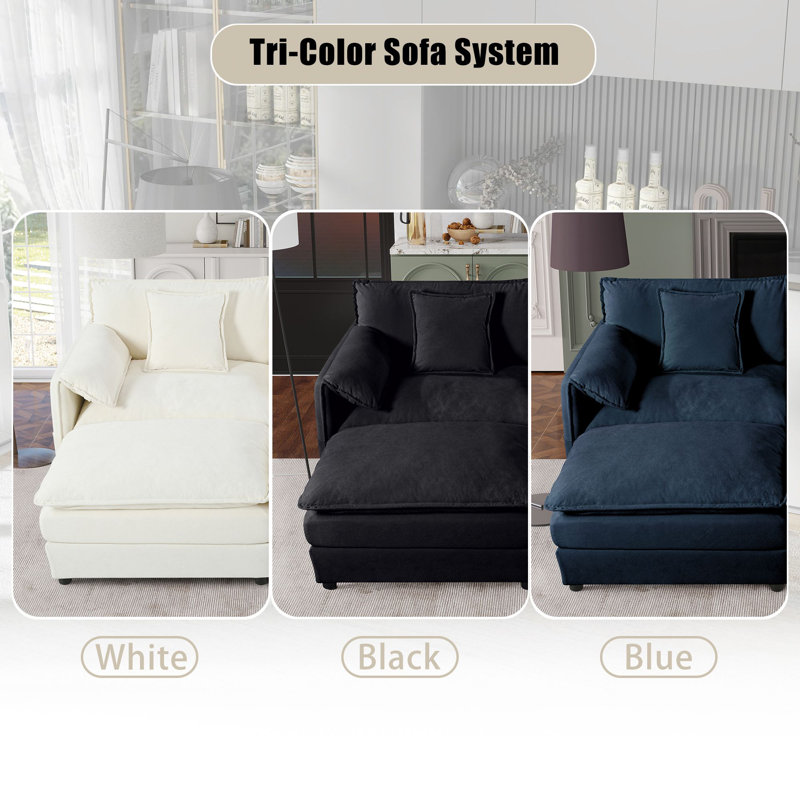 Ebern Designs Modern Chenille Comfy Deep Seat Modular Sectional Sofa Upholstered Cloud Couch
