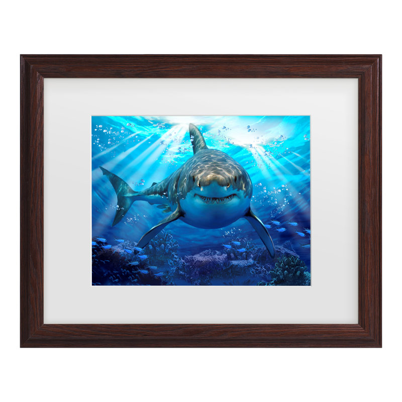 " Stalking Shark " by Howard Robinson, Brown, 13.75" H x 16.75" W x 0.75" D