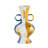 Round Ceramic Vase with Abstract Multicolored Finish-127274560