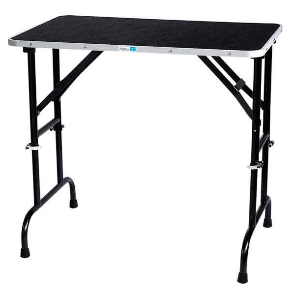 Adjustable Height Black Vinyl Pet Grooming Table with Aluminum Edging