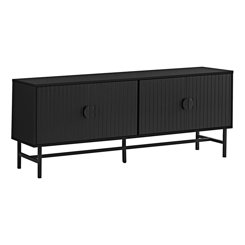 Meuble télé avec espace de rangement multimédia, Noir