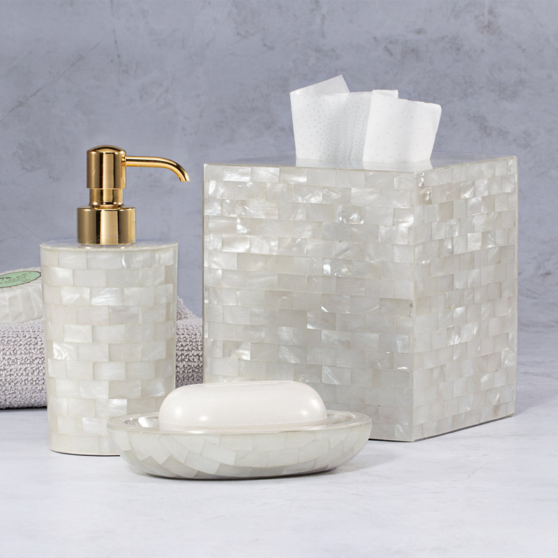 White Agate Soap Dispenser, Burnished Brass