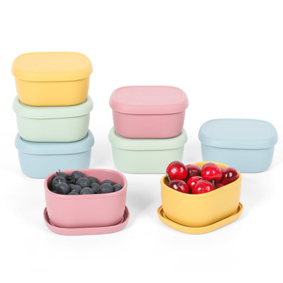 8-Pack 6.76oz Silicone Snack Containers for Kids – Reusable, Stackable Food Storage with Lids