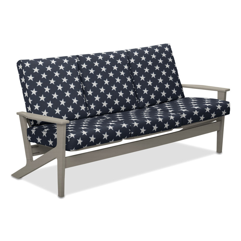 Chrisa 74.5'' Wide Patio Sofa with Cushions, Betsy, Warm Gray