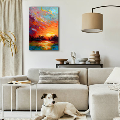 «Coastal Sunset 4» par Petals Prints Design, art mural en verre acrylique, Red Barrel Studio®, ACR-43830