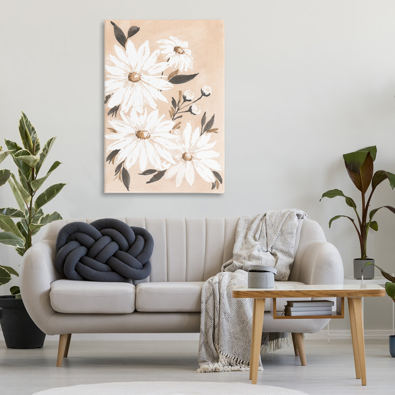 Art mural sur toile «Mute Neutral Daisies» par Amanda Cook, H 45 po x l 30 po