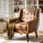 Jaqueze Upholstered Brown Faux Leather Tufted Square Arm Accent chair-820513874