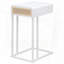 Table d'appoint en forme de C avec tiroir en rotin PE - Blanc