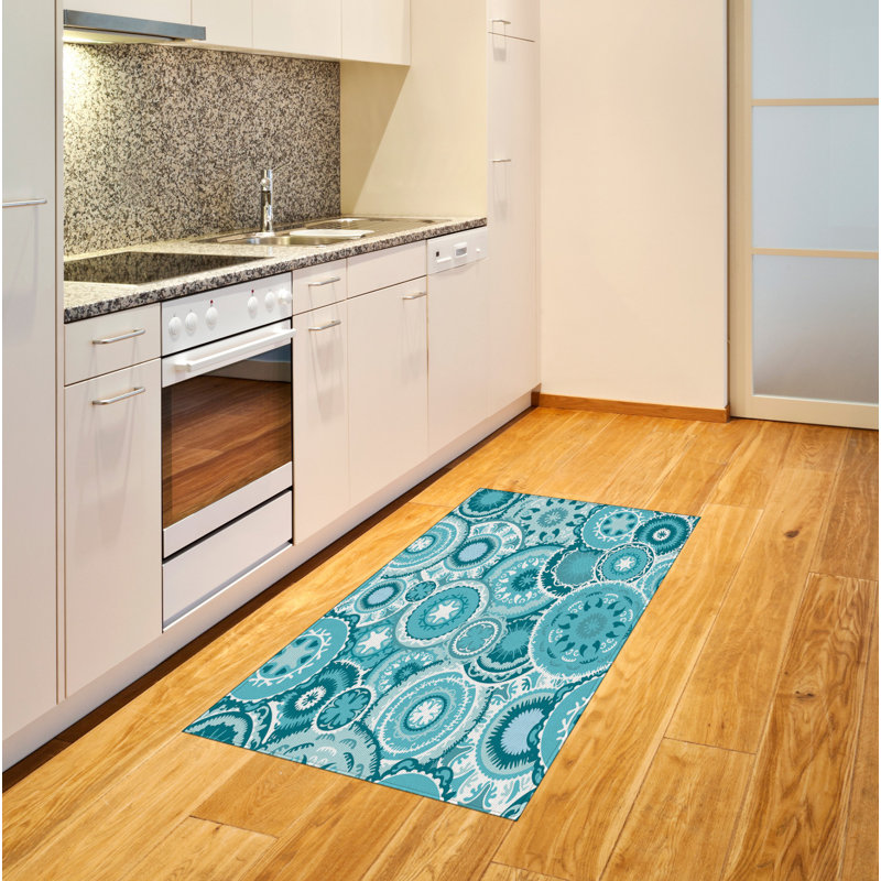 Aqua High Density Long Fiber Poly Threads Decorative Area Rug Carpet, Rectangle 2'7" x 5'