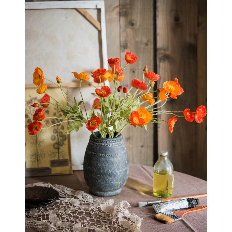 Silk Flower Common Poppy Spray