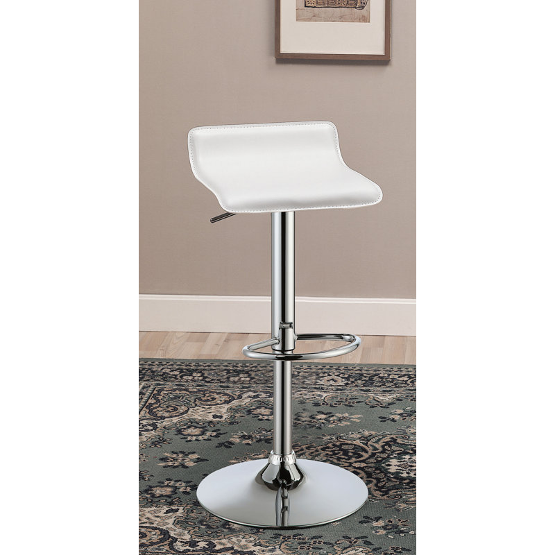 Akeiya Swivel Upholstered Adjustable Height Counter Stool, White