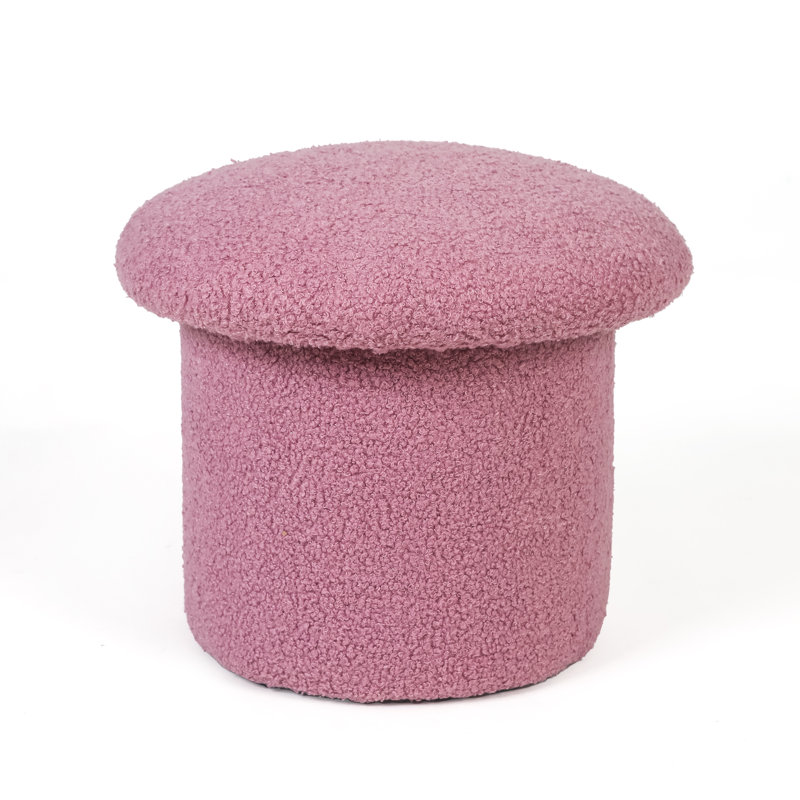Harshaan Upholstered Ottoman, Pink Teddy