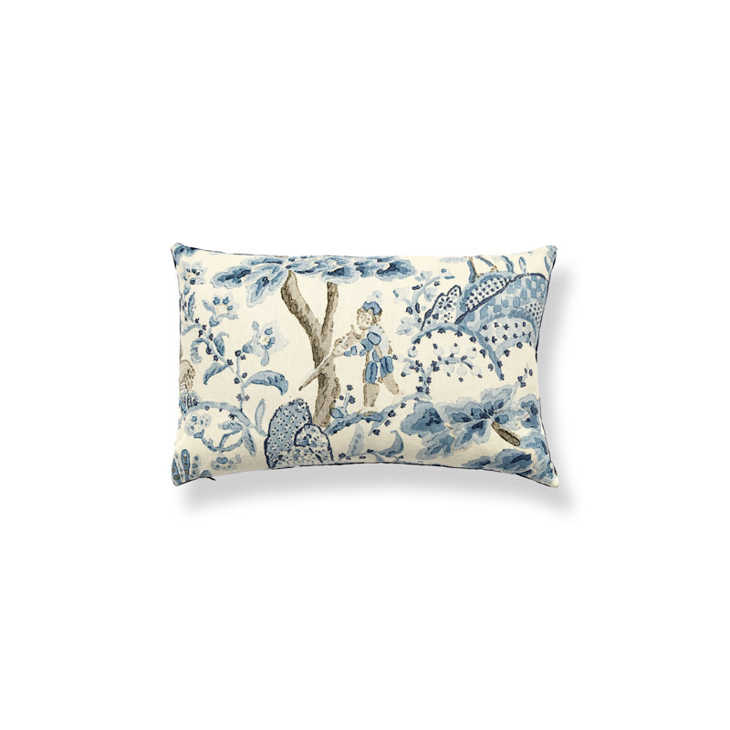 Kelmescott Hand Block Lumbar Pillow, Porcelain Floral