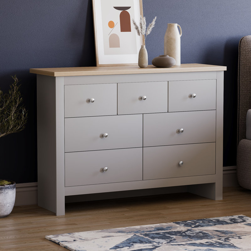 Morley 111.5cm W 7 - Drawer Chest of Drawers, Grey