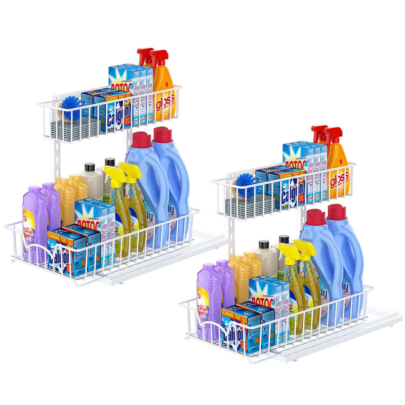 Ensemble de 2 étagères de rangement en acier inoxydable Cothern, Blanc