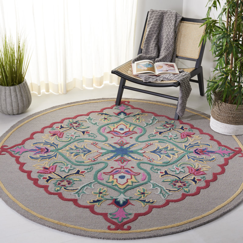 Blokzijl Hand-Tufted Wool Dark Grey Area Rug, Rectangle 4' x 6'