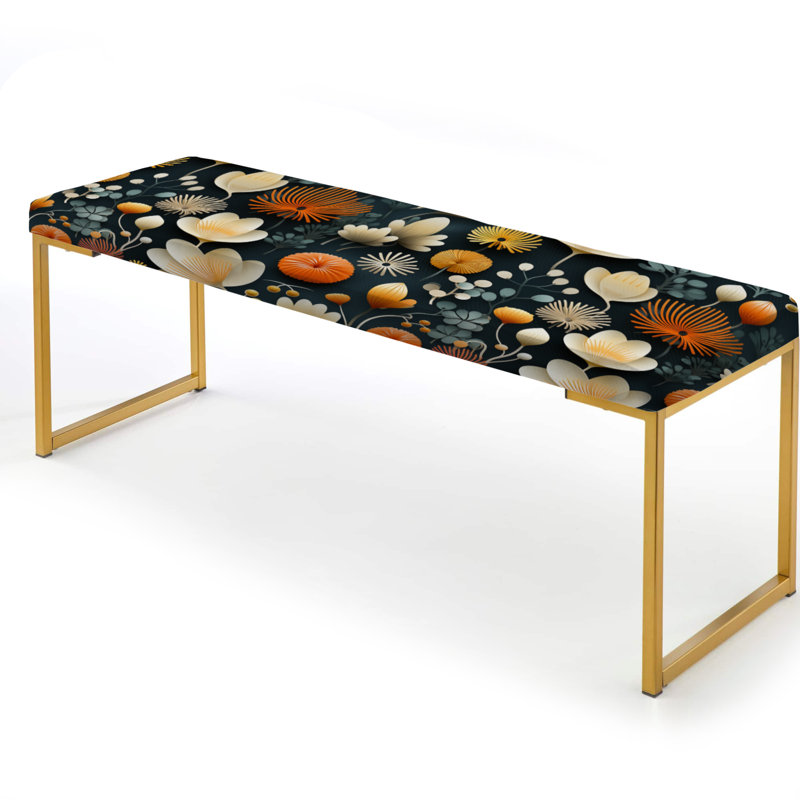 Banc rembourré or, Yellow & Orange Essence Fusion Floral