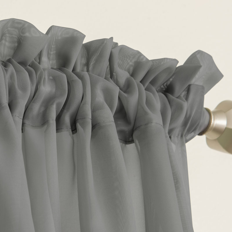 Messancy 100% Polyester Sheer Crushed Voile Solid Color Curtain Panel with Rod Pocket Top, 59" W x 63" L, Coal