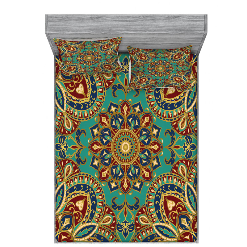 Microfiber Floral Sheet Set, Queen Sheet Set with Fitted Sheet
