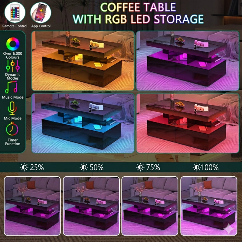 Solid Coffee Table with Storage