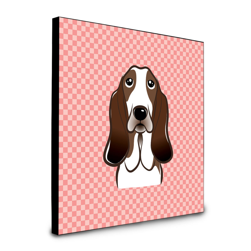 Panneau mural d’art Dungorbery, Rose, Basset hound brun foncé
