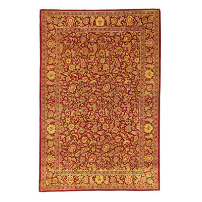 Leshawna Wool Floral Area Rug in Red