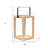 16" Clear And Natural Glass And Solid Wood Tabletop Lantern Candle Holder