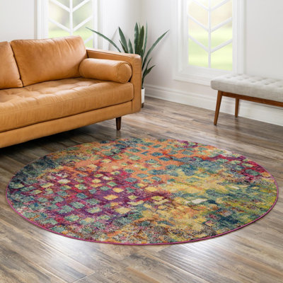 Verduzco Bohemian Circles Pink/Yellow/Multi Shag Rug
