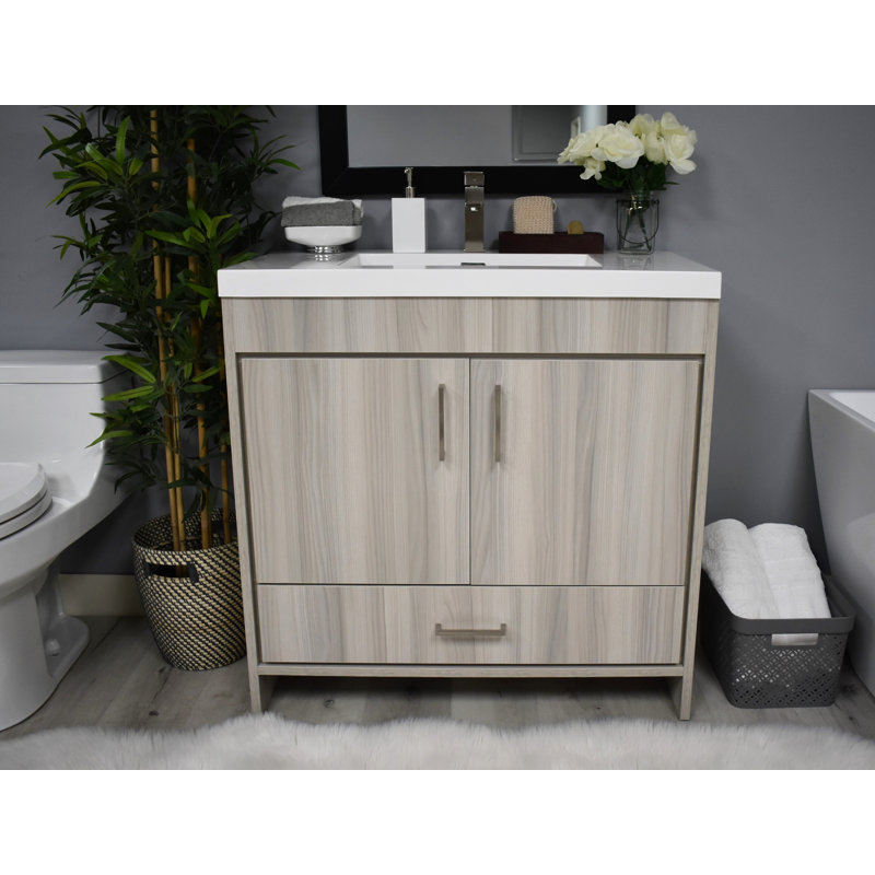Base de meuble-lavabo simple autoportante 29 po 29 po, Gris cendré