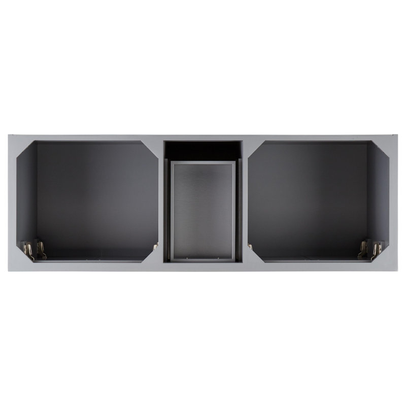Quen 60" Freestanding Double Basin Vanity Set with Cabinet, Vanity Top, and Oval Undermount Sinks, Gray, Brushed Nickel