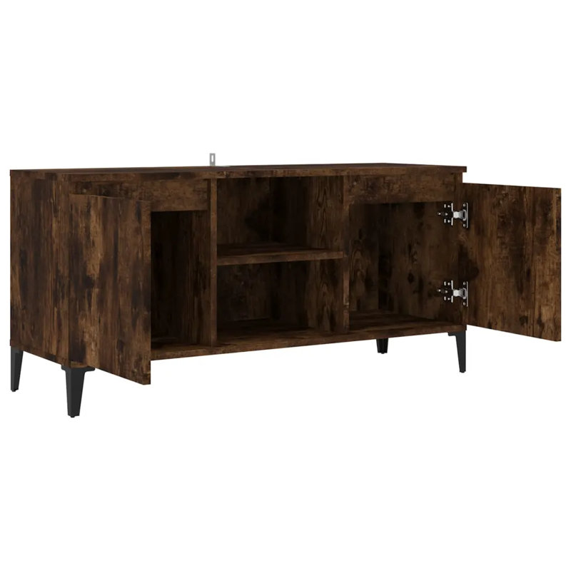 Steyning Unfinished TV Stand with Fireplace Included, Smoked Oak
