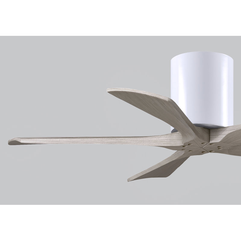 60" Irene 5-Blade Hugger Ceiling Fan with Wall Remote, 42", Brushed Pewter, Gray Ash