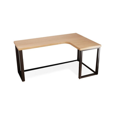 Burlywood,Black L-Shaped Solid Wood Writing desk