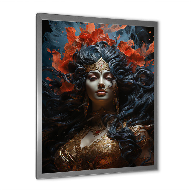 «Carmilita Hinduisim Art Kalis Divine», reproduction d'art sur toile, Cadre photo argenté, H 20 po x l 12 po x P 1 po