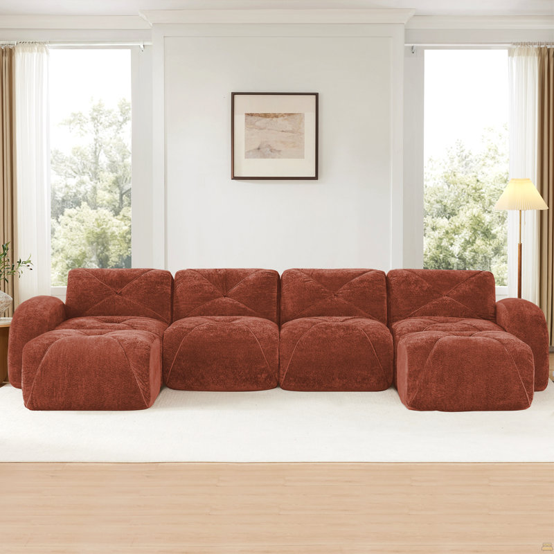 Canapé en U sans os, Brun, H 29,9 po x l 140,9 po x P 67,3 po