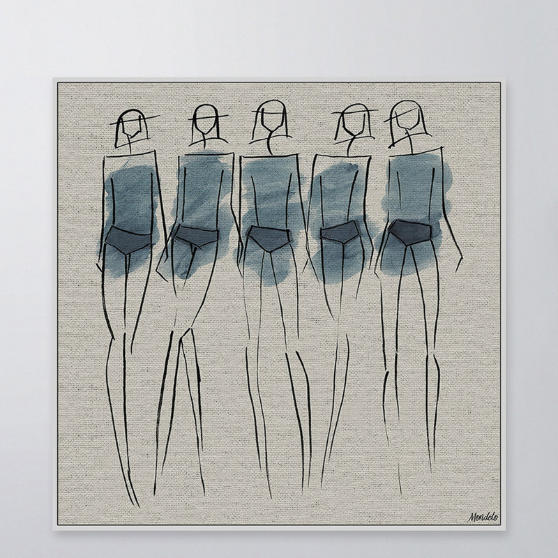 Shaded Blue II - Painting on Canvas, Floater Frame, 122cm H x 122cm W 