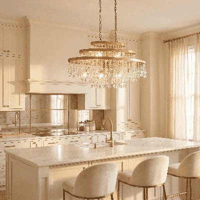 Luna 10-Light Oval Chandelier in Warm Brass