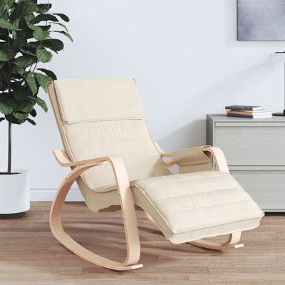 Chaise berçante George Oliver, tissu crème