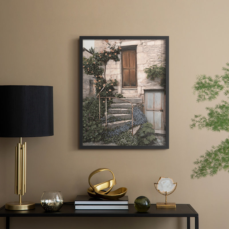 Porte Bleue, reproduction encadrée - bois massif, Noir, noir, noir, noir, H 30 po x l 24 po