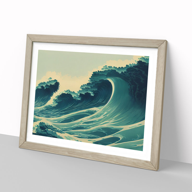 Glowing Japanese Wave - Framed Print