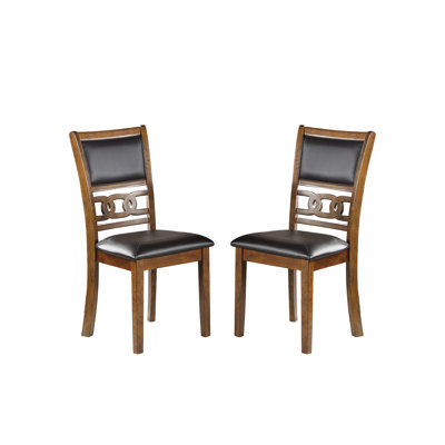 2 chaises de salle à manger au fini noyer, siège rembourré en similicuir, fabrication solide, capacité de poids de 250 lb, assemblage de chaises, et,