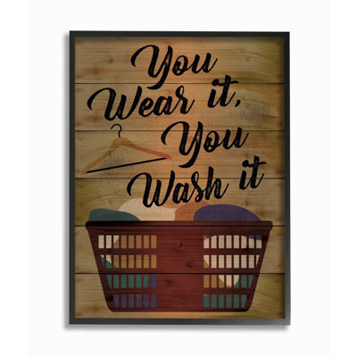 You You It, You Wash It Look de planche de bois avec panier à linge - impression d'art textuel