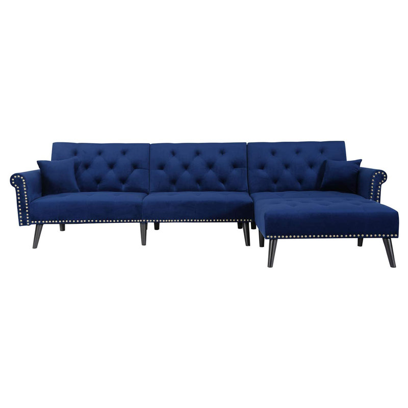 Canapé-lit 115 po, Velours bleu