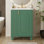 Meuble-lavabo 24 po avec lavabo - Armoire en bois massif avec porte à fermeture en douceur et rangement latéral ouvert